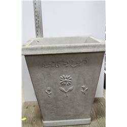 LARGE SQUARE CONCRETE FLORAL PLANTER