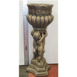 CONCRETE GOLD TONE CHERUB PLANTER