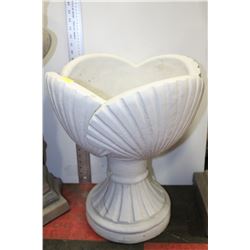 LARGE WHITE CONCRETE BIRD BATH