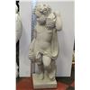 Image 1 : LARGE CONCRETE CHERUB HOLDING FRUIT STATUE