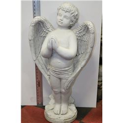 PAINTED WHITE CONCRETE CHERUB W/ WINGS