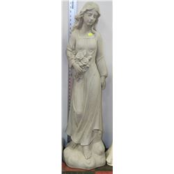 LARGE CONCRETE LADY W FLOWERS STATUE