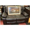 Image 2 : BROWN LEATHERETTE RECLINING 7ft SOFA W 63" LOVE