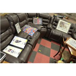 CHOCOLATE BROWEN LEATHER RECLINING SECTIONAL