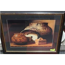 FRAMED PAINTING OF ANCIENT POTTERY