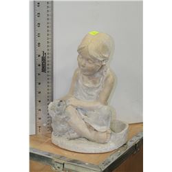 STONE GIRL  WITH ANIMAL STATUE