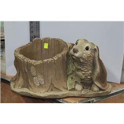 CONCRETE BUNNY & HOLLOW LOG PLANTER