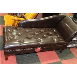 NEW CHOCOLATE BROWN LEATHERETTE STORAGE CHAISE