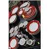 Image 1 : GOLD RIMMED RED & WHITE CHINA SET - SERVICE FOR 10