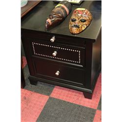 BLACK 2 DRAWER NIGHT STAND X2