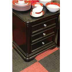 BLACK 3 DRAWER NIGHT STAND X2