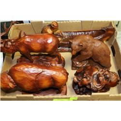 LOT OF 5 HAND CRAFTED WILDLIFE/WESTERN STATUES