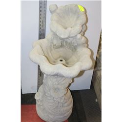 CONCRETE FLORAL FOUNTAIN BIRD BATH