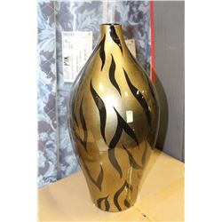 SET OF 5 BLACK AND GOLD TONE DESIGNER VASES