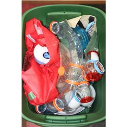 LARGE GREEN TOTE CONTAINING HAMSTER GEAR