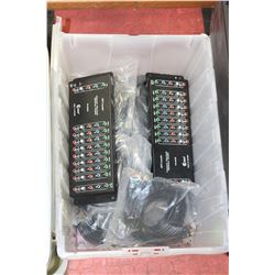 TOTE W/ 2 A/V COMPONENT BOARDS & LOTS OF A/V CORDS