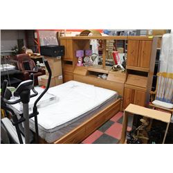 WOOD TONE BEDROOM SET INCLUDES QUEEN BEDFRAME