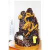 Image 1 : LARGE RED & BLACK SCULPTURE WITH GOLD TONE DRAGON