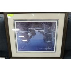 "LOON ON THE WATER" BY JOHN HEBERT PRINT FRAMED &