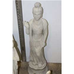 PAIR OF CONCRETE HINDU STATUES ONE W BROKEN