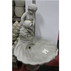 CONCRETE BOY SEASHELL GARDEN FOUNTAIN