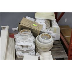 PALLET OF CERAMIC COLUMN TOPS AND BOTTOMS