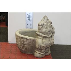 CONCRETE CLOWN W/ BALLOONS & BASKET PLANTER