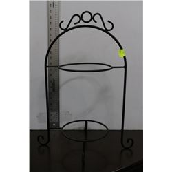 BLACK METAL 2 TIER PLANT STAND