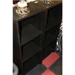 PAIR OF BLACK TOWER SHELVES X2