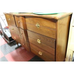 WALNUT DRESSER W/ MIRROR & DBL HEADBOARD/FOOTBOARD