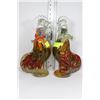 Image 1 : 2 GLASS ROOSTERS 13" TALL WITH PICKLED SPICES