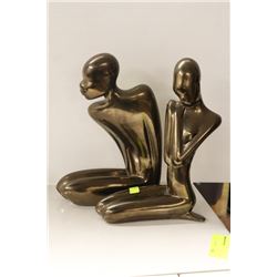 BRONZE MAN & WOMAN STATUE SET