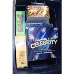 LARGE BLUE TOTE OF BOARD GAMES