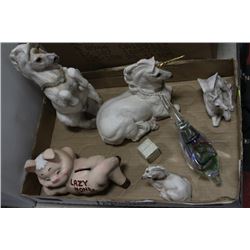 TRAY OF ASSORTED PORCELAIN & GLASS FIGURES