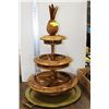 Image 1 : WOODEN 3 TIER SNACK TRAY / LAZY SUSAN