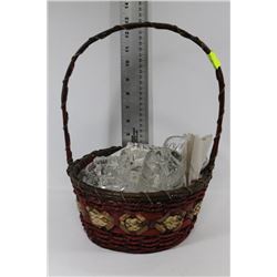 BASKET WITH ESTATE PINWHEEL CRYSTAL VASE, SUGAR &