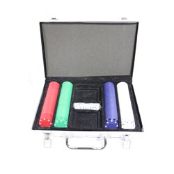 METAL CASE CONTAINING POKER CHIPS ( NO CARDS )