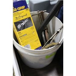 LOT OF VICE GRIPS, CHAINS, MISCELLANEOUS ITEMS