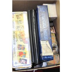 BOX OF ASSORTED UNSEARCHED TRADING CARDS & ALBUMS