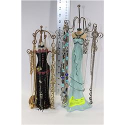 2 MANNEQUIN JEWELLERY STAND HOLDERS WITH JEWELLERY
