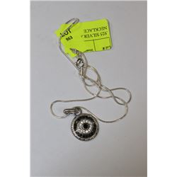 .925 STERLING SILVER 1/10 CT TDW BLACK DIAMOND EVIL EYE NECKLACE