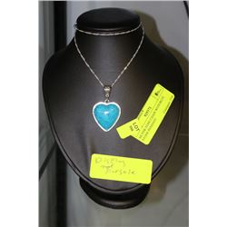 SILVER-TONE CHAIN WITH BLUE STONE PENDANT