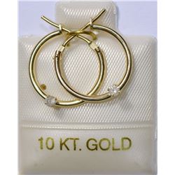 14K GOLD DIAMOND HOOP EARRINGS