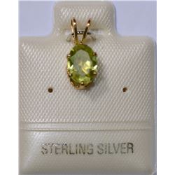 STERLING SILVER GOLD PLATED PERIDOT PENDANT