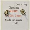 Image 2 : 10K GOLD RUBY EARRINGS