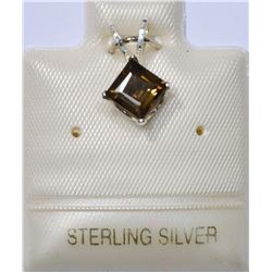 STERLING SILVER SMOKEY QUARTZ PENDANT