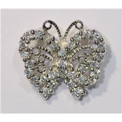 STERLING SILVER CUBIC BUTTERFLY PENDANT NECKLACE