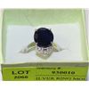 Image 1 : LADY'S SILVER RING MOUNT SET WITH ONE OVAL FACETED