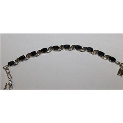 .925 SILVER BLUE SAPPHIRE OVAL MIXED CUT BRACELET