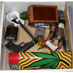BOX W/ COLLECTIBLE LIGHTERS, LEATHER